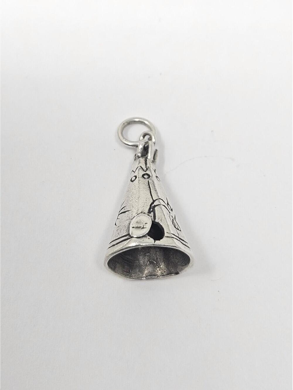 Vintage Native American Sterling Silver Tepee Charm - 925 Tipi Tent 4.6g